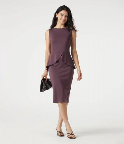 Round Neck Sleeveless Midi Work Dress