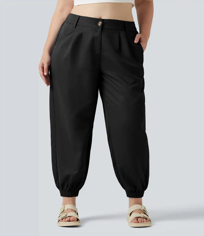 Plus Size Mid Rise Casual Joggers with Pockets