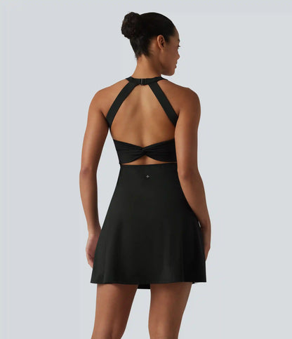 Softlyzero™ Airy Built-in Bra Color Block 2-in-1 InstantCool Mini Tennis Active Dress with Pockets-Easy Peezy Edition