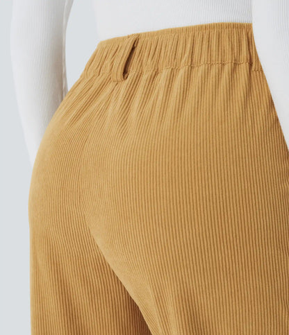 Mid Rise Zipper Pocket Corduroy Casual Pants