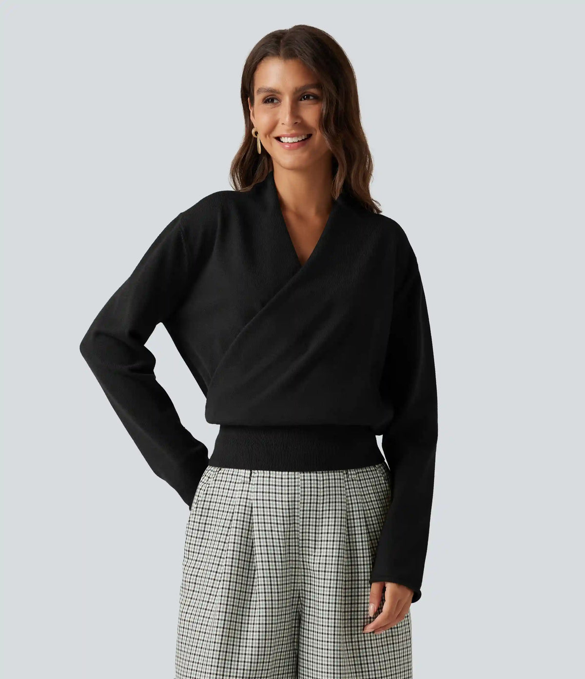 V Neck Long Sleeve Casual Sweater