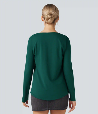 Square Neck Long Sleeve Casual Top