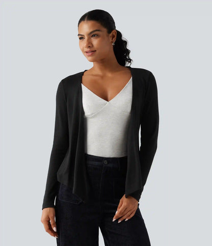 Open Front Long Sleeve Casual Cardigan