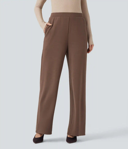 SpacerTek™ High Waisted Wide Leg Work Pants with Pockets