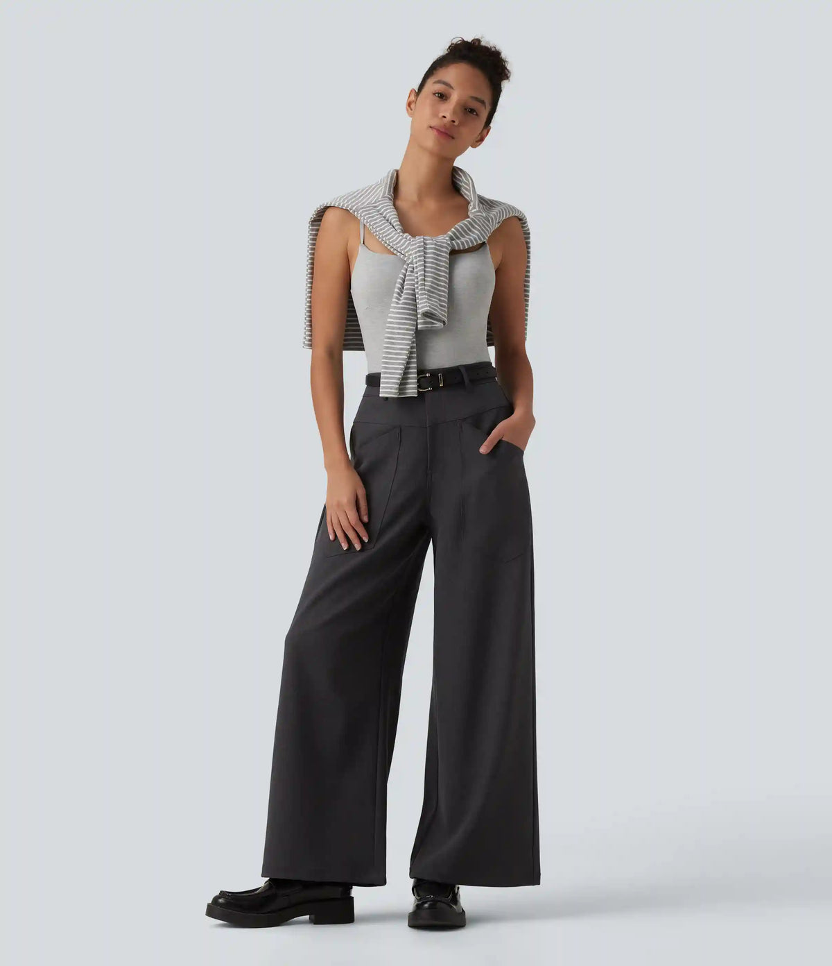 Mid Rise Work Baggy Pants with Pockets