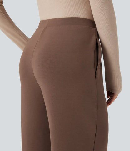 SpacerTek™ High Waisted Wide Leg Work Pants with Pockets