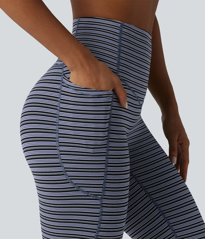 Halara UltraSculpt™ Jacquard Stripe High Waisted Tummy Control Running Leggings with Pockets