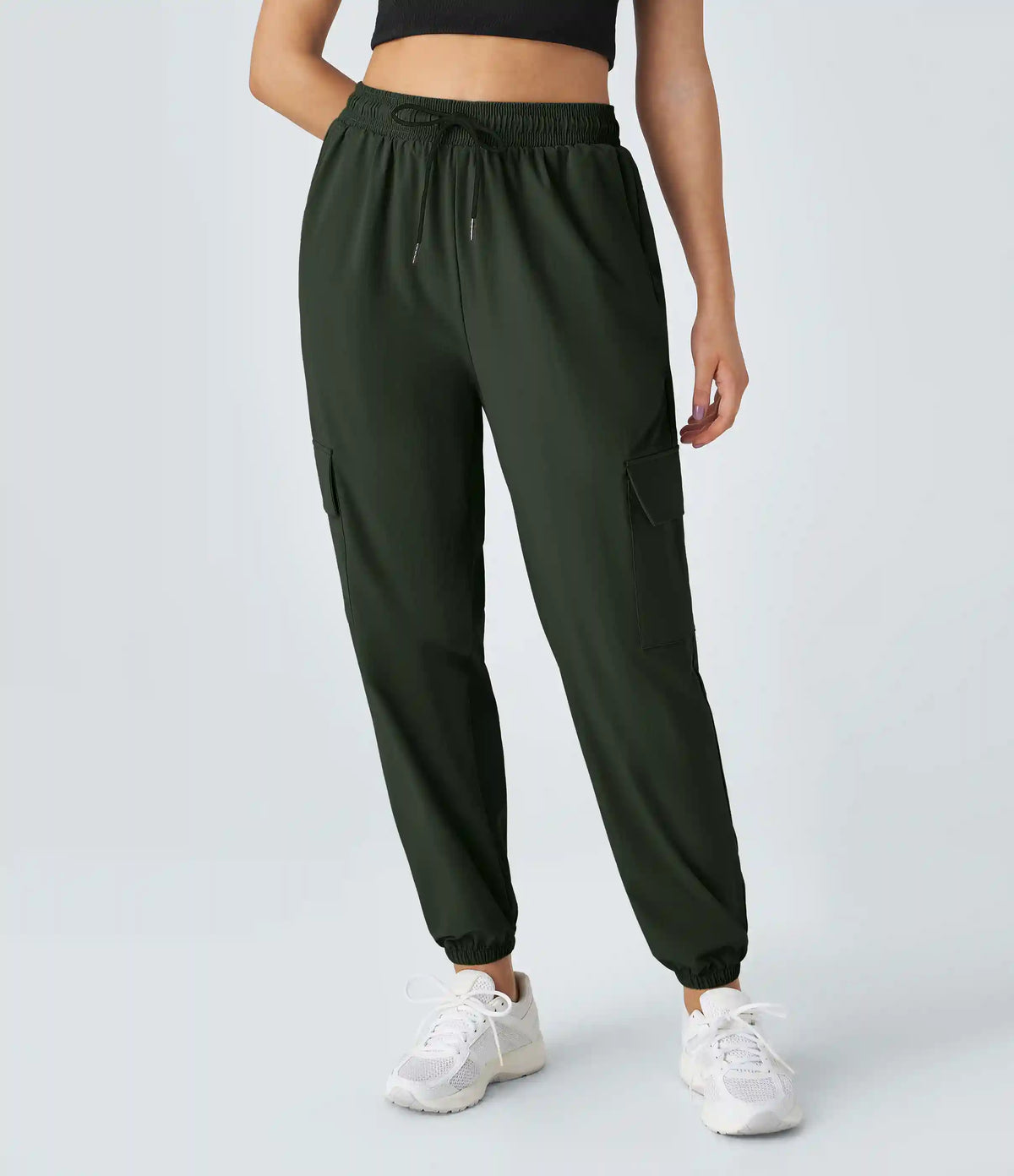 Mid Rise Drawstring Pocket Casual Cargo Joggers
