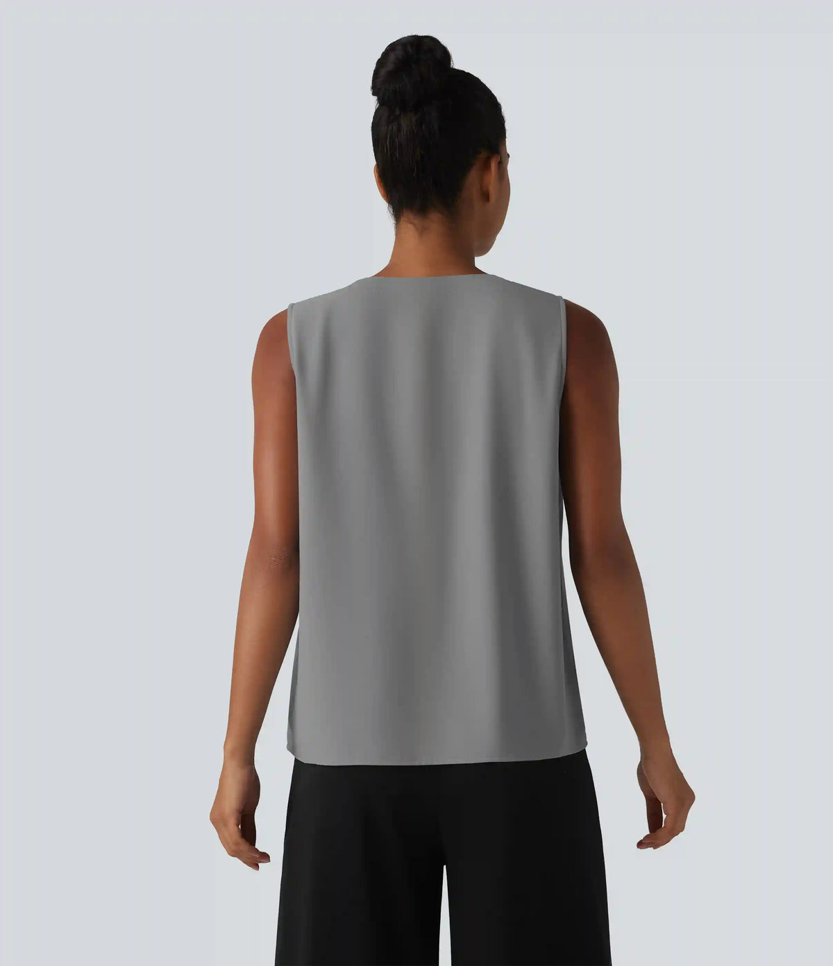 Wrinkle Recovery V Neck Sleeveless Oversized Work Blouse