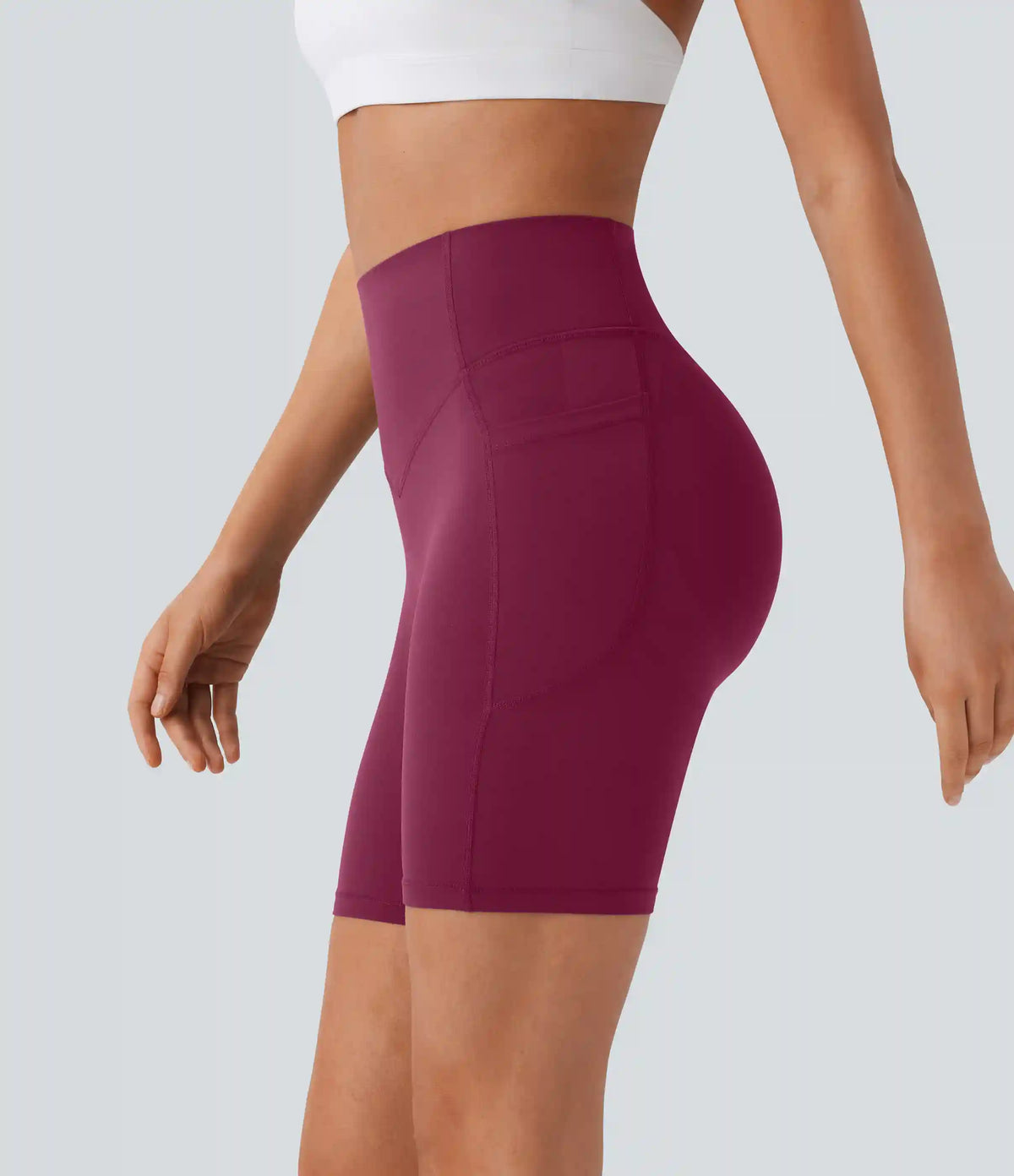 Halara UltraSculpt™ High Waisted Scrunch Butt Lifting Tummy Control Side Pocket Shaping Workout Biker Shorts 7''