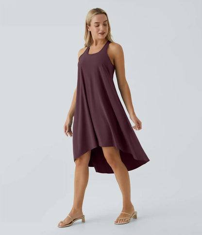 Breezeful™ RacerPocket High Low Flowy Midi Quick Dry Casual Dress