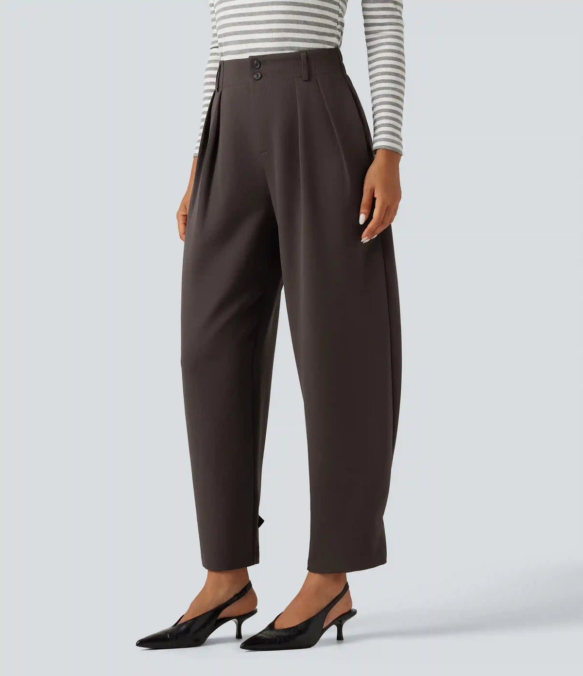 High Waisted Straight Leg Work Pants with Pockets
