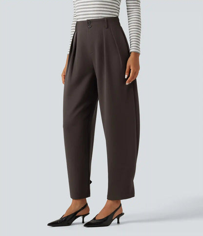 High Waisted Straight Leg Work Pants with Pockets