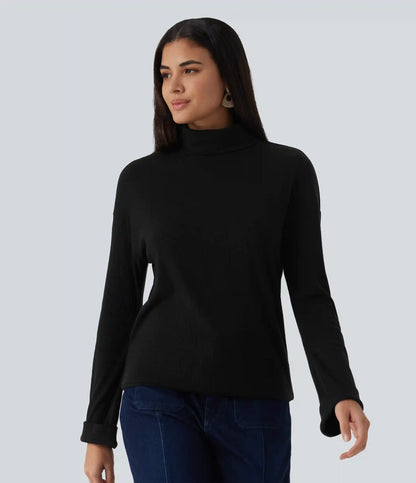 High Neck Long Sleeve Casual Top