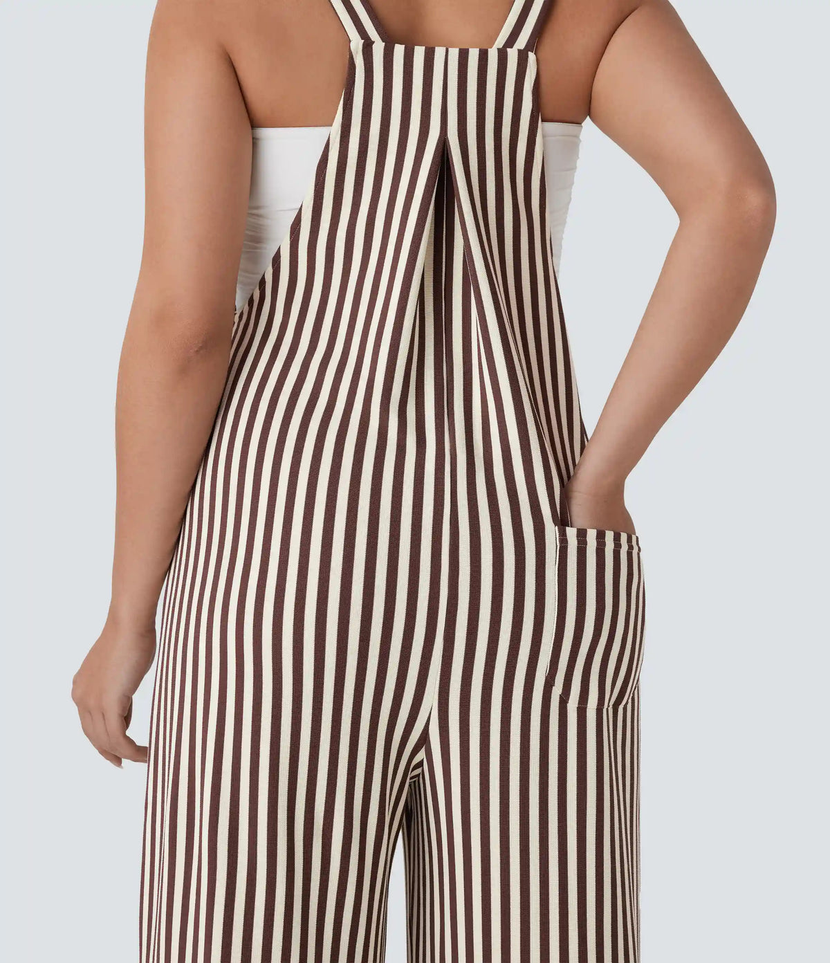 Pockets Stripe Waffle Overalls
