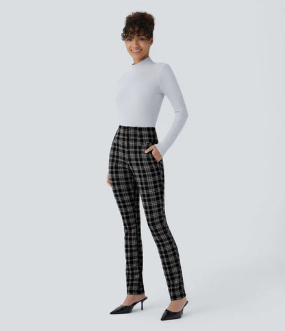 Halara Flex™ High Waisted Houndstooth Plaid Skinny Work Pants with Pockets