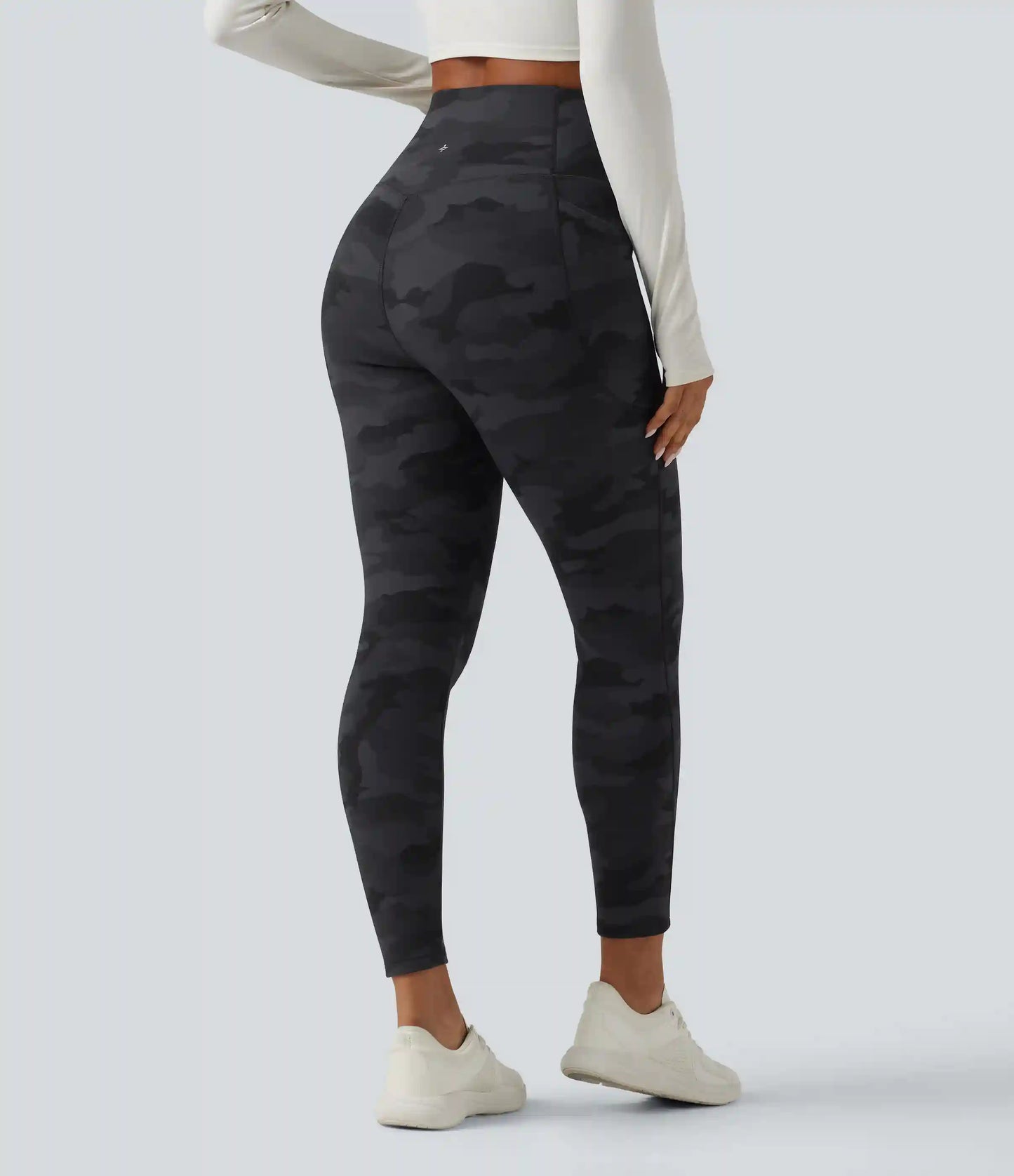 Halara UltraSculpt™ High Waisted Tummy Control Camo Fleece Workout Leggings with Pockets