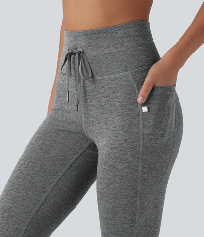 Halara UltraSculpt™ Heathered High Waisted Drawstring Quick Dry Yoga 7/8 Leggings with Pockets