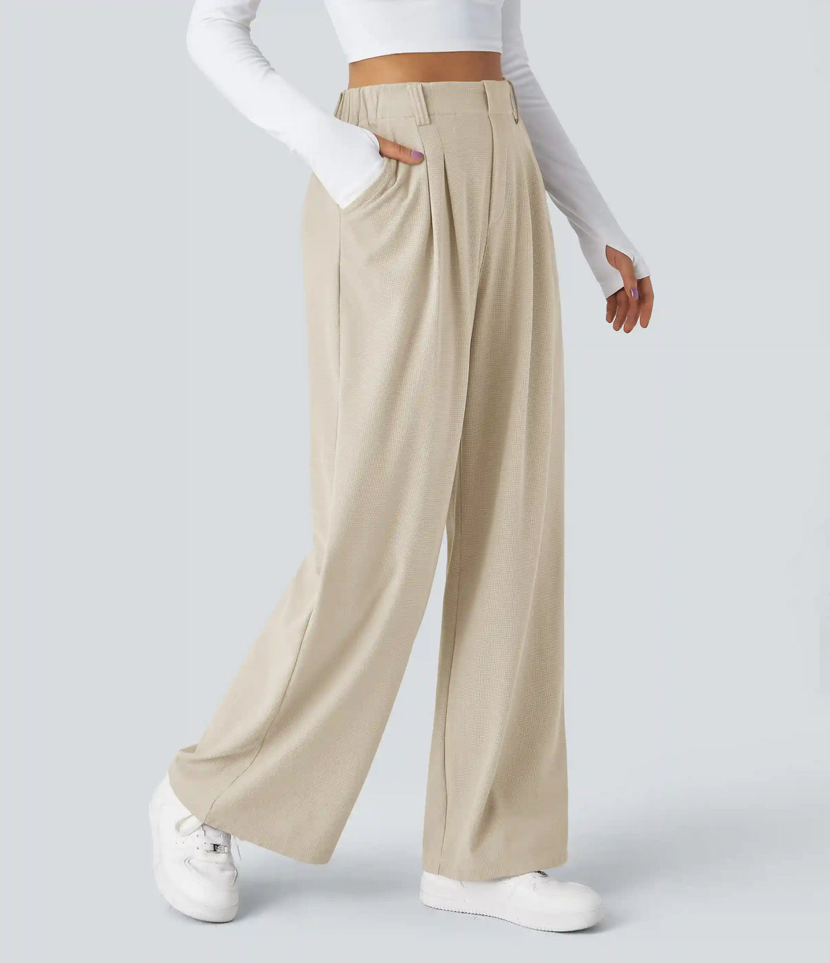 Halara Flex™ High Waisted Pocket Wide Leg Waffle Work Pants