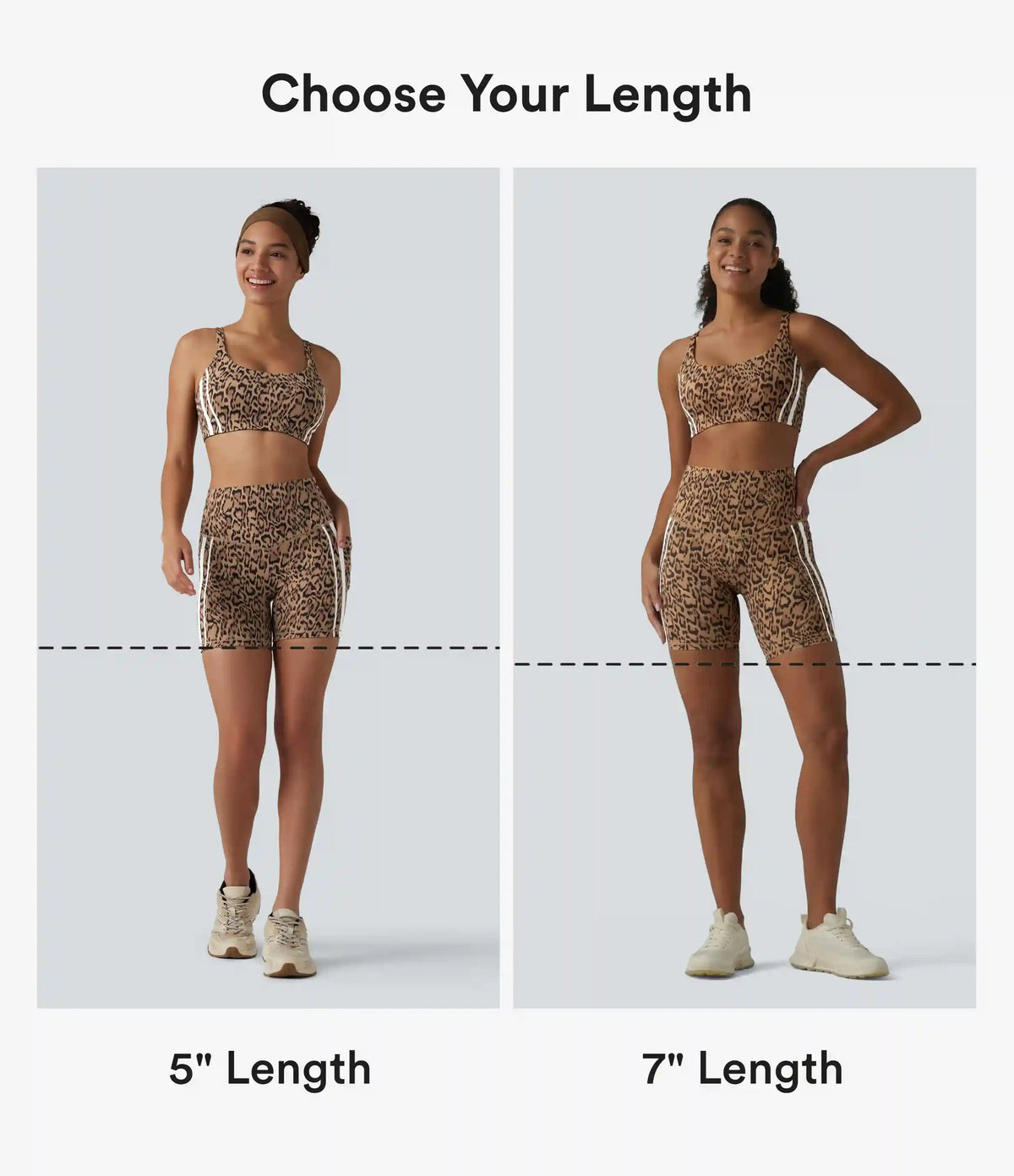 Halara UltraSculpt™ Leopard Print High Waisted Tummy Control Color Block Stripes Training Biker Shorts 7'' with Pockets