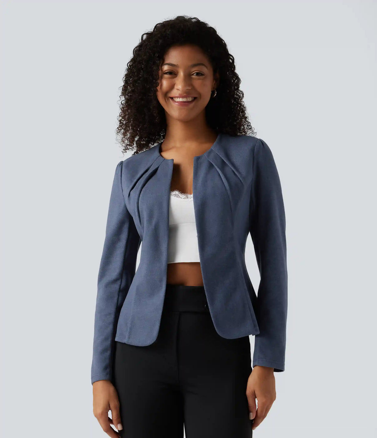 Round Neck Hook and Eye Work Blazer