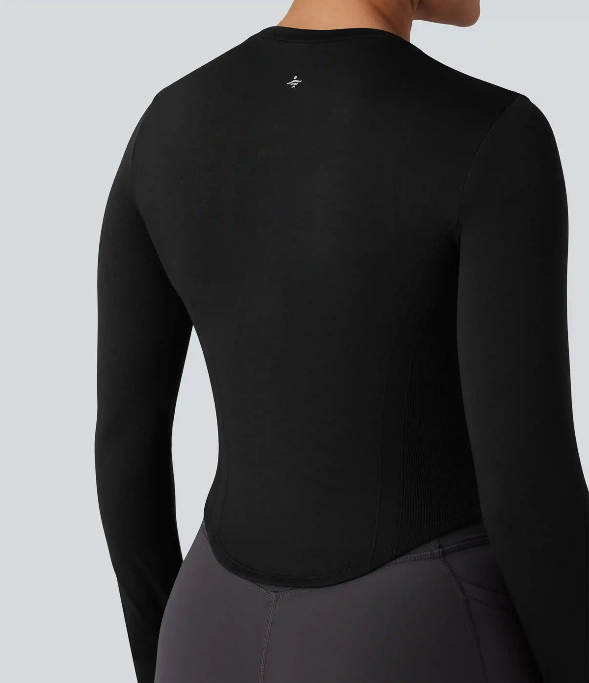 OneForm Seamless Flow Round Neck Long Sleeve Thumb Hole Curved Hem Yoga Sports Top