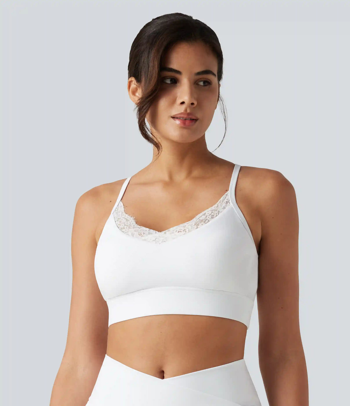 SoftlyZero™ Airy Light Support Sweetheart Neck Contrast Lace Built-in Bra InstantCool Workout Sports Bra-UPF50+