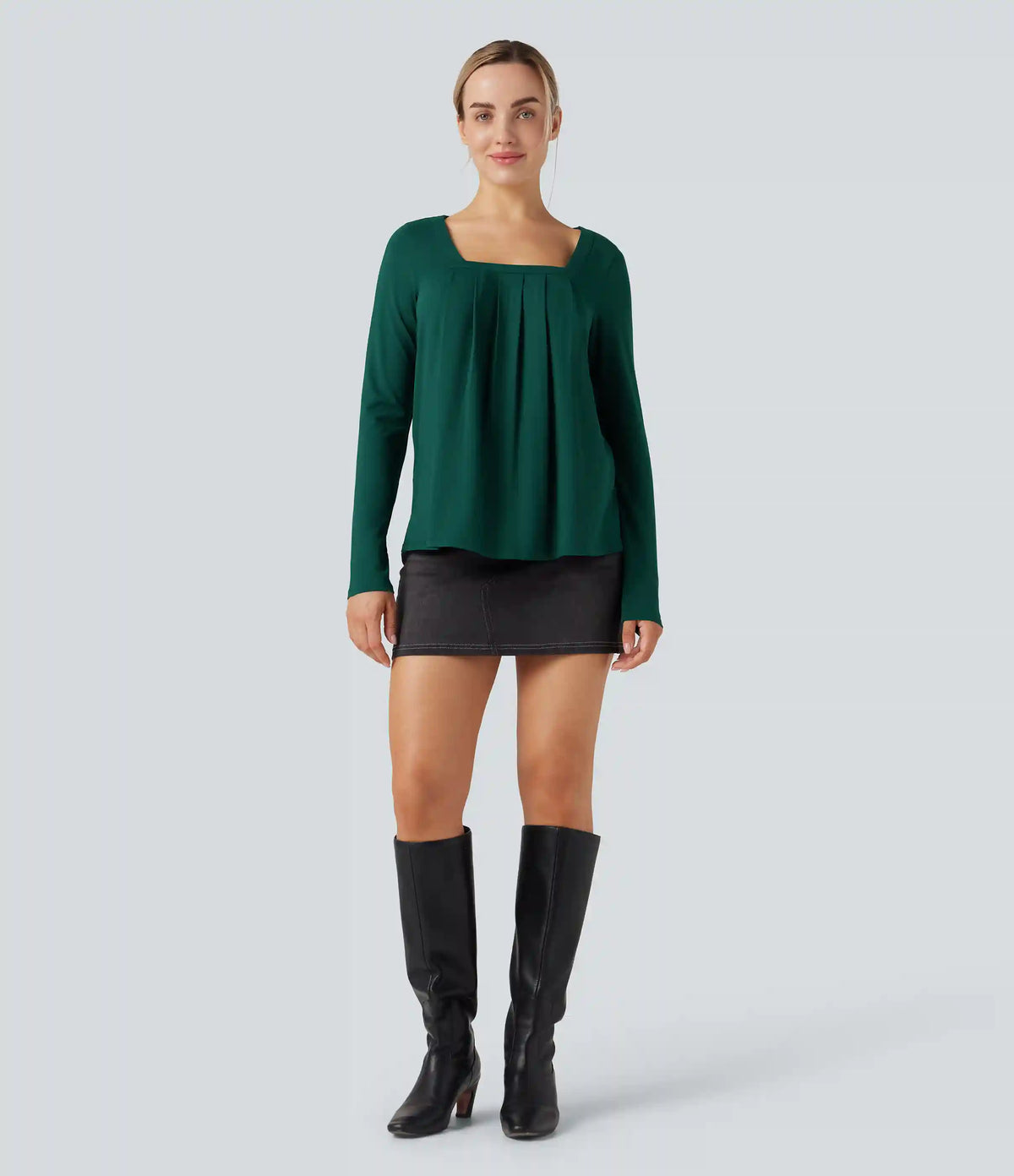 Square Neck Long Sleeve Casual Top