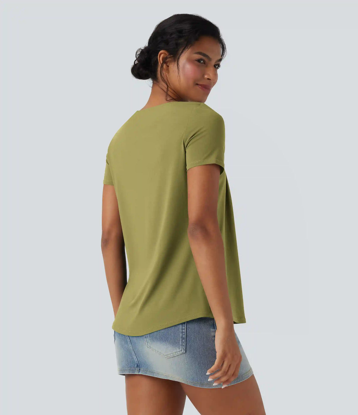Square Neck Short Sleeve Casual Blouse