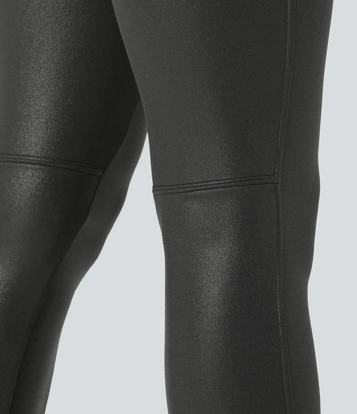 High Waisted Tummy Control Faux Leather Foil Print Stretchy Leggings