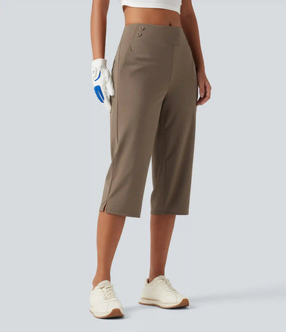 Mid Rise Quick Dry Capri Golf Pants with Pockets-UPF40+