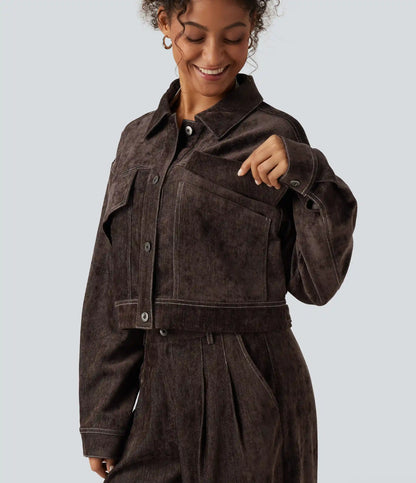 Long Sleeve Casual Shirt Jacket with Pockets
