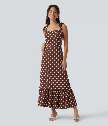 Square Neck Polka Dot Maxi Tank Dress