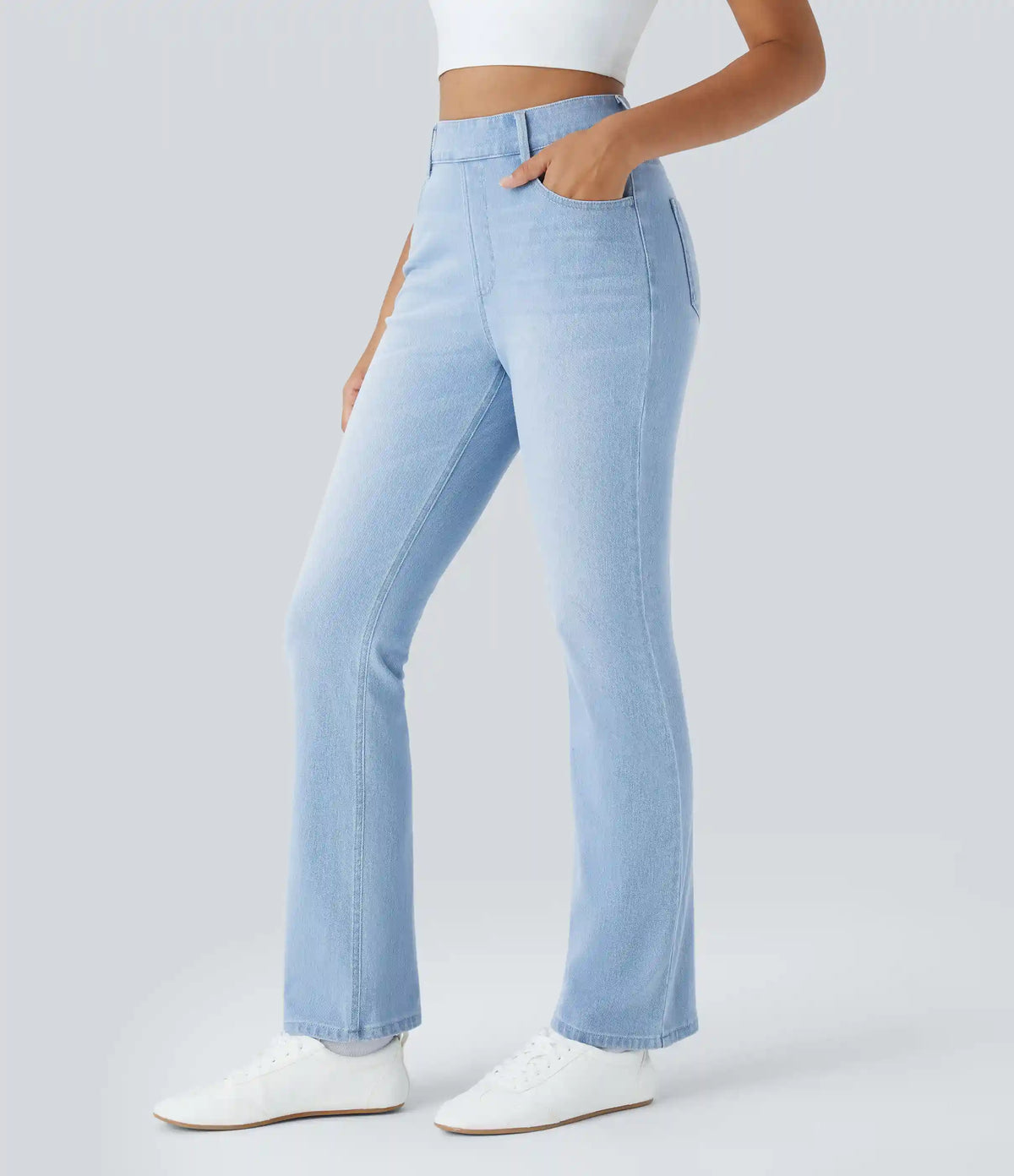 Halara Flex™ High Waisted Pockets Washed Casual Bootcut Jeans