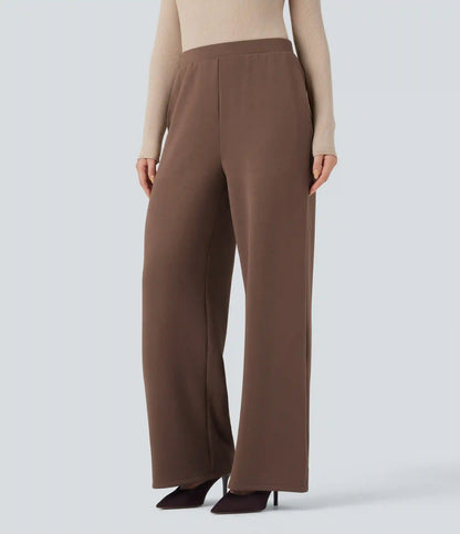 SpacerTek™ High Waisted Wide Leg Work Pants with Pockets