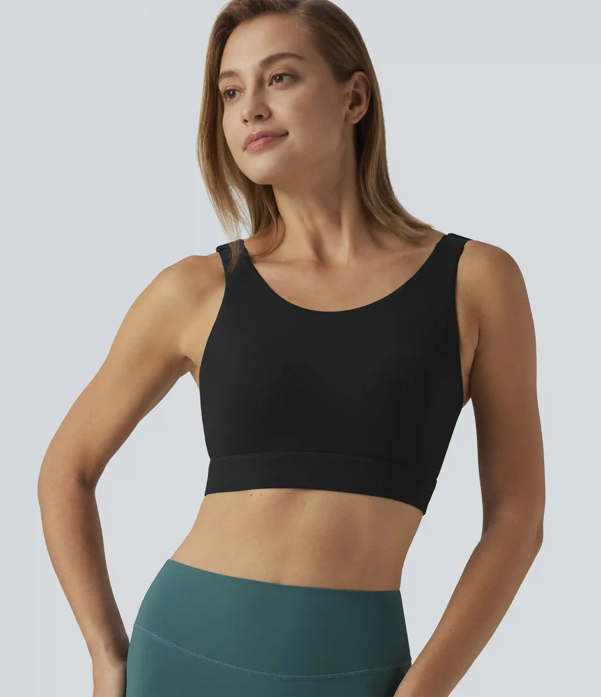 Halara UltraSculpt™ Medium Support Round Neck Contrast Mesh Running Sports Bra with Built-in Bra