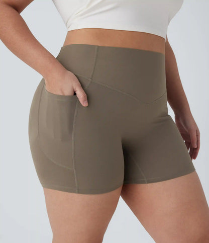 Plus Size Halara UltraSculpt™ High Waisted Scrunch Butt Lifting Tummy Control Shaping Training Biker Shorts 5'' with Pockets