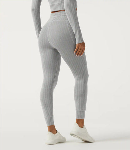 High Waisted Houndstooth Drawstring Yoga Legging with Pockets