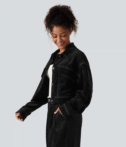 Long Sleeve Casual Shirt Jacket with Pockets