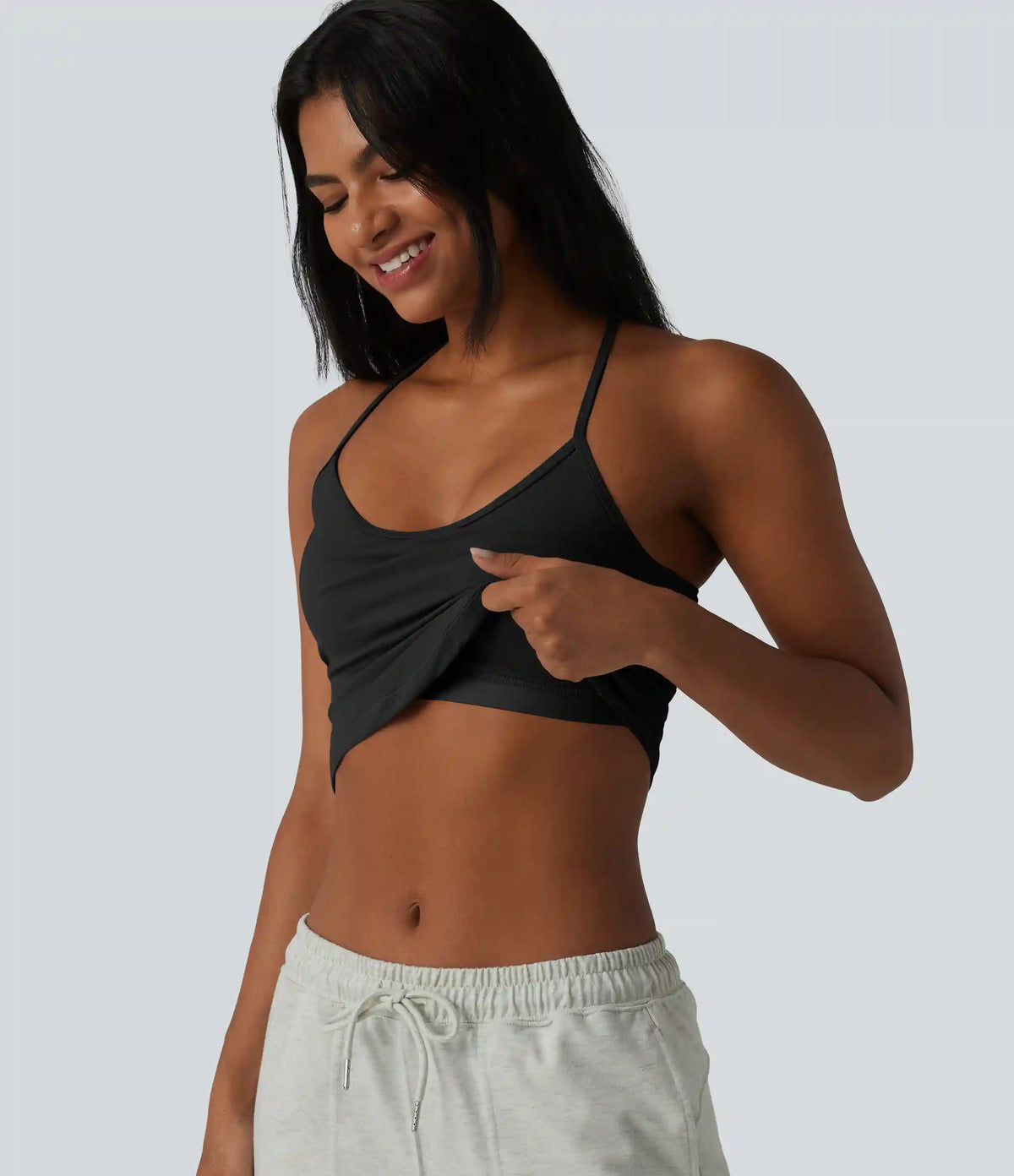 U-Neck Y-back Curved Hem Built-in Bra InstantCool Quick Dry Casual Tank Top-UPF50+