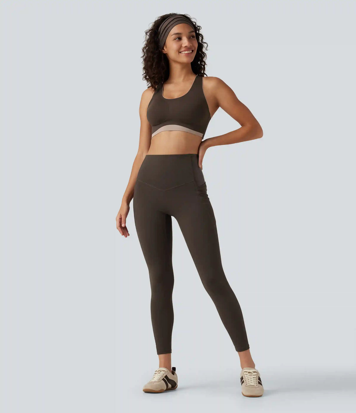 Halara UltraSculpt™ High Waisted Tummy Control Stretchy PU Yoga Leggings with Pockets