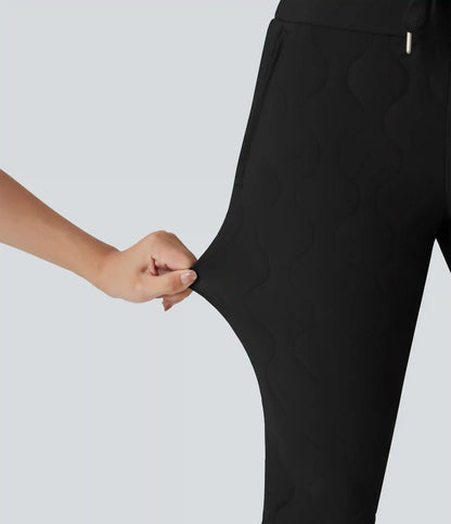 PuffFlex High Waisted Drawstring Casual Quilted Joggers with Pockets