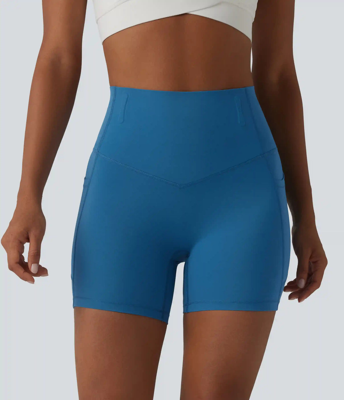 Halara UltraSculpt™ High Waisted Anti-Roll Tummy Control Shaping Workout Biker Shorts 5'' with Pockets