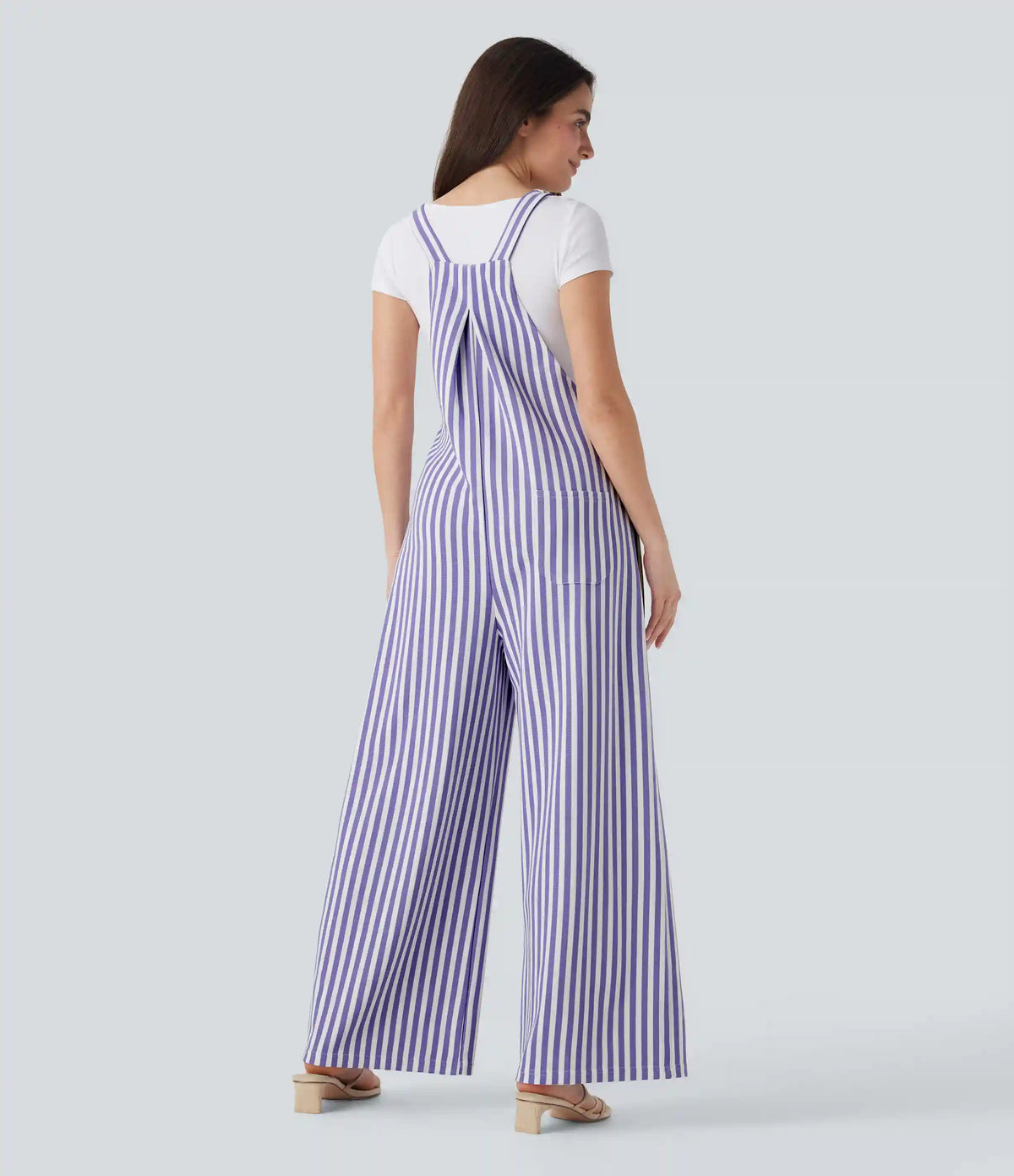 Pockets Stripe Waffle Overalls