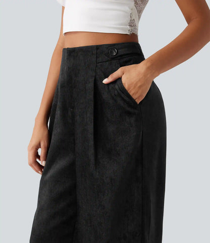 High Waisted Wide Leg Work Pants with Pockets