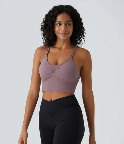 OneForm Seamless Flow Low Support Ruched Double Straps Sports Bra A-D Cups