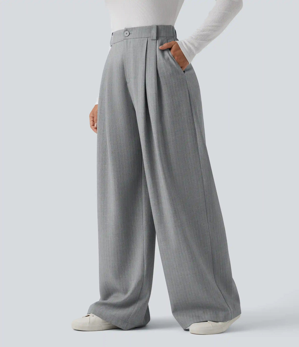 High Waisted Wide Leg Baggy Work Pants with Pockets