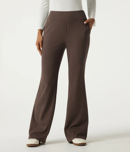 High Waisted Bootcut Work Cotton Pants with Pockets