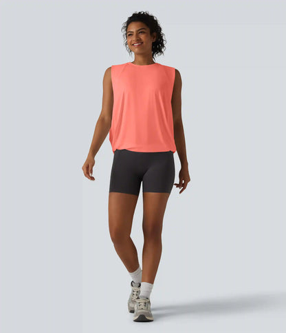 Round Neck Crossover InstantCool Yoga Tank Top-UPF50+