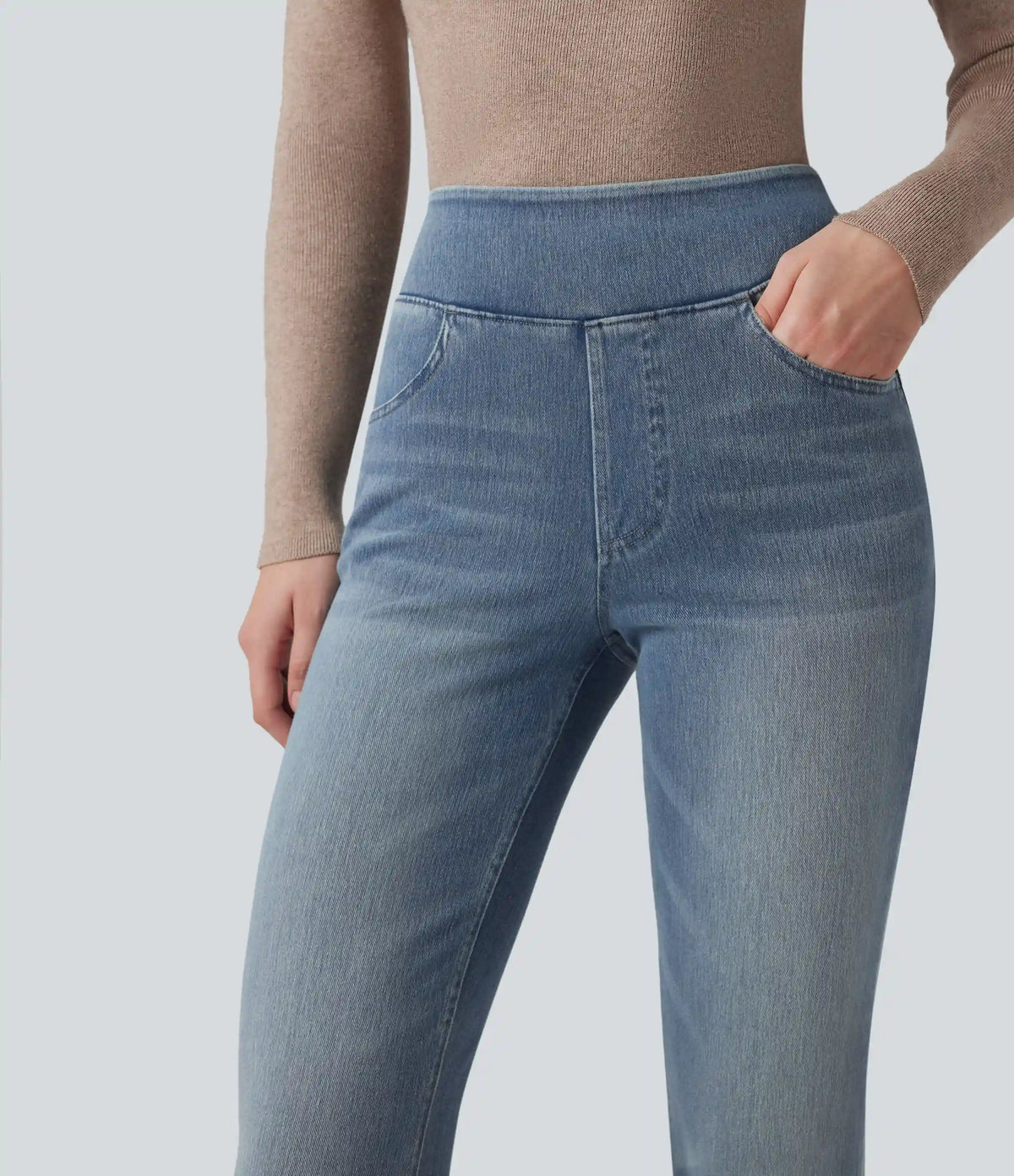 Halara Flex™ High Waisted Pockets Washed Casual Bootcut Jeans